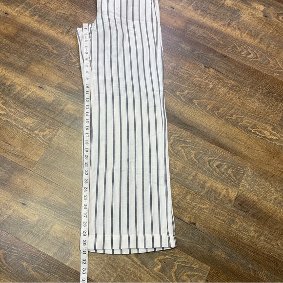 J. Jill Wide-Leg Linen Blend Pants Cream Navy Striped Coastal Preppy Womens 8 - Picture 12 of 13